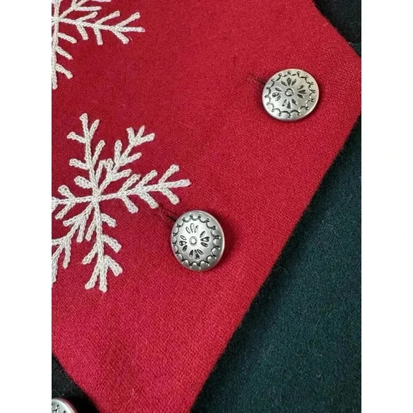 Talbots VTG Christmas Vest Vintage Size S Wool Blend Holiday Embroidery Teacher - Picture 5 of 8